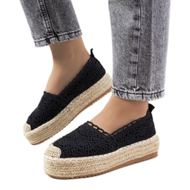 Espadrillas in pizzo nero sulla piattaforma Akker