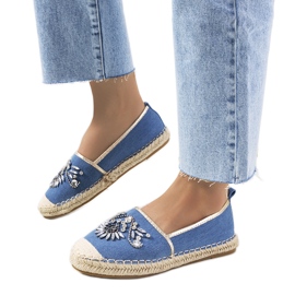 Espadrillas blu con cubic zirconia Block
