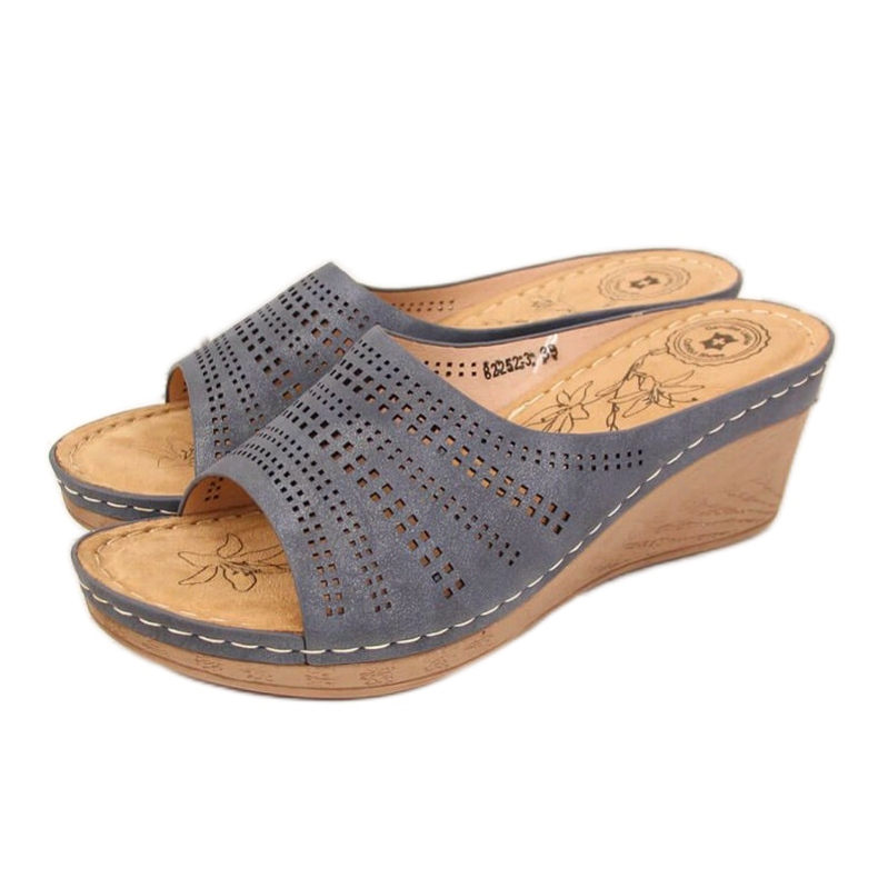 Ciabatte con zeppa traforate Jezzi W JEZ288A blu navy