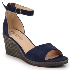 Sandali con zeppa Vinceza W JAN104A blu navy