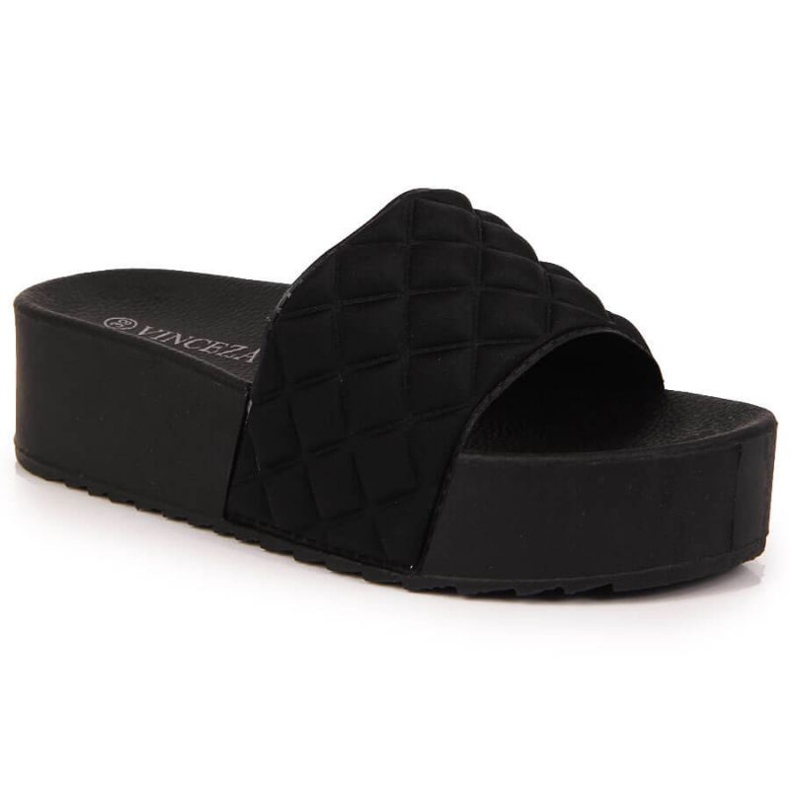 Ciabatte con plateau trapuntate Vinceza W JAN110 nere nero