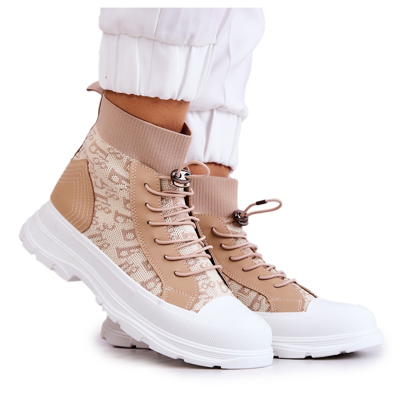 FW1 Sneakers alla moda Calzino alto Beige Collin