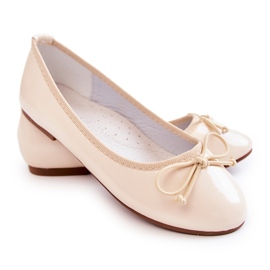 S.Barski Ballerine per bambini laccate con fiocco Beige Cassie
