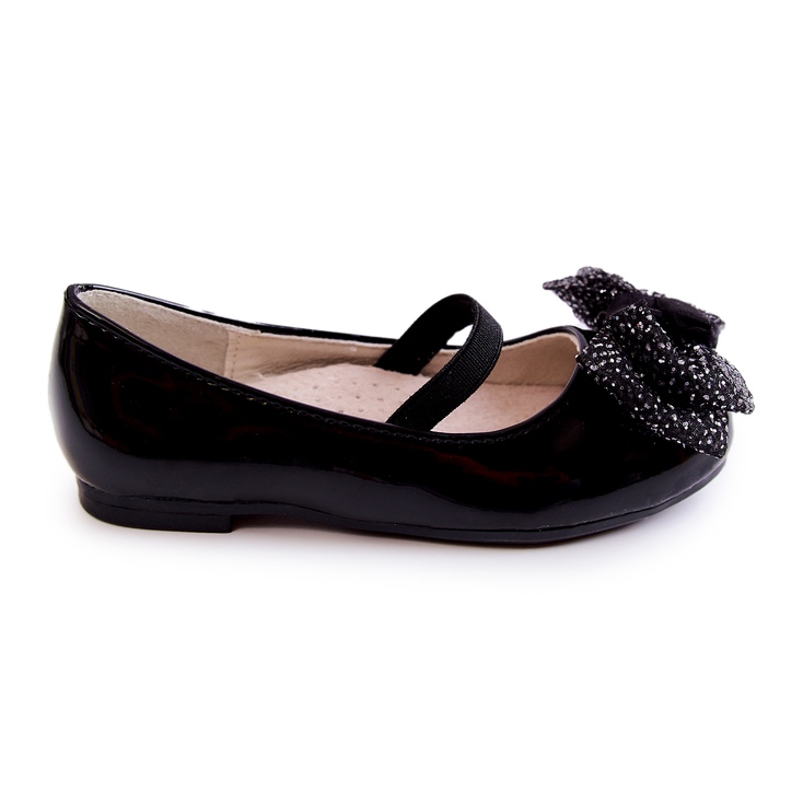 S.Barski Ballerine per bambini laccate con fiocco Black Zolly nero