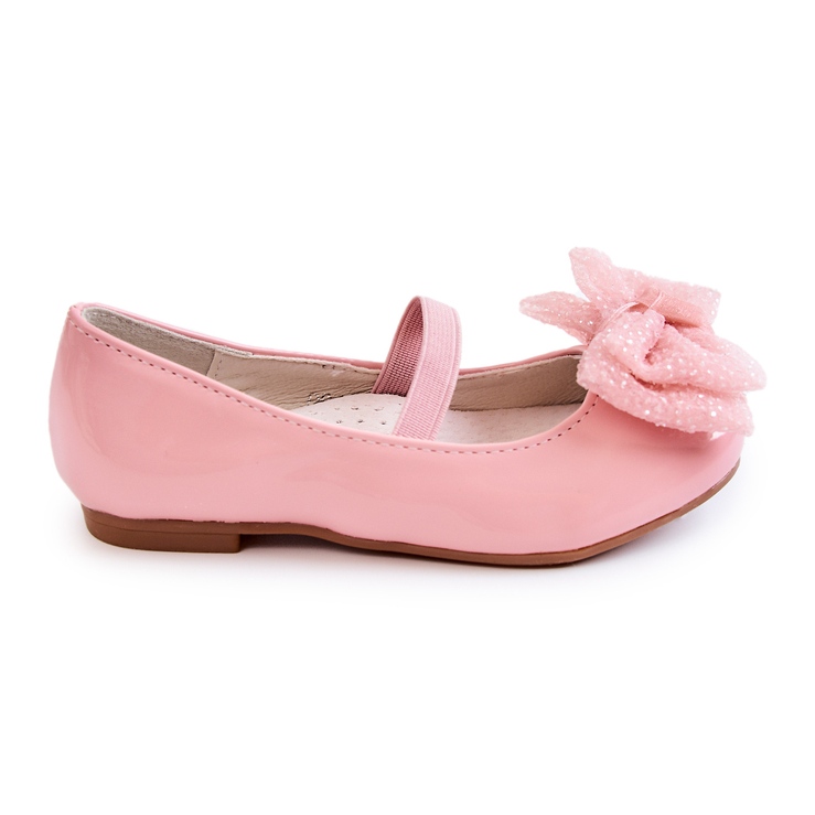 S.Barski Ballerine Laccate Per Bambini Con Fiocco Rosa Zolly