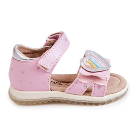 S.Barski Sandali In Pelle Per Bambini Con Cuore Rosa Elianna argento