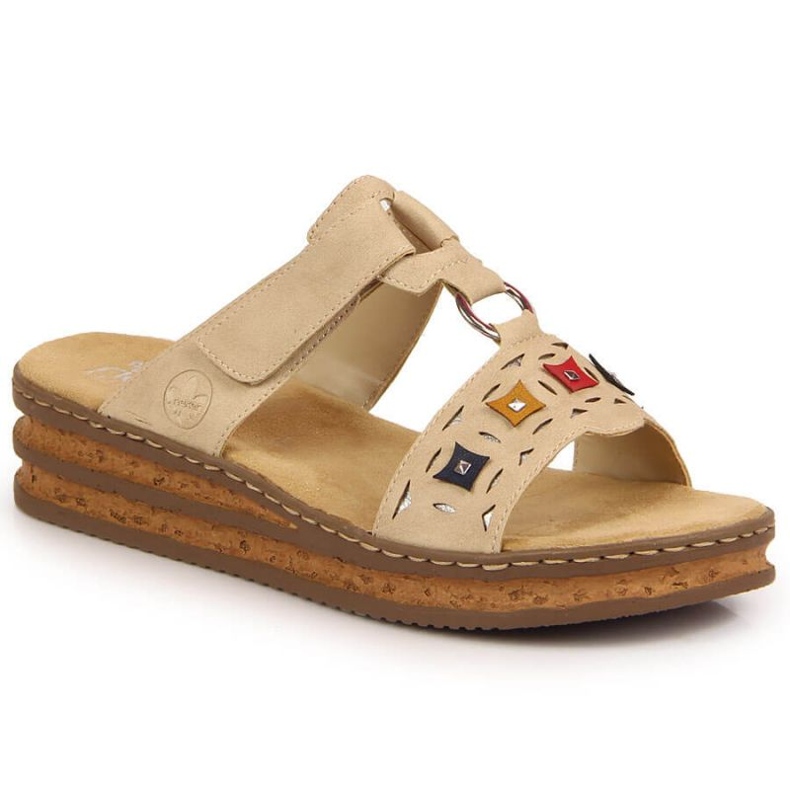 Ciabatte con zeppa beige Rieker W RKR517