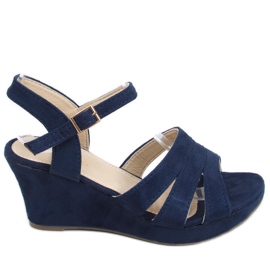 Sandali con zeppa Nirali Navy blu navy