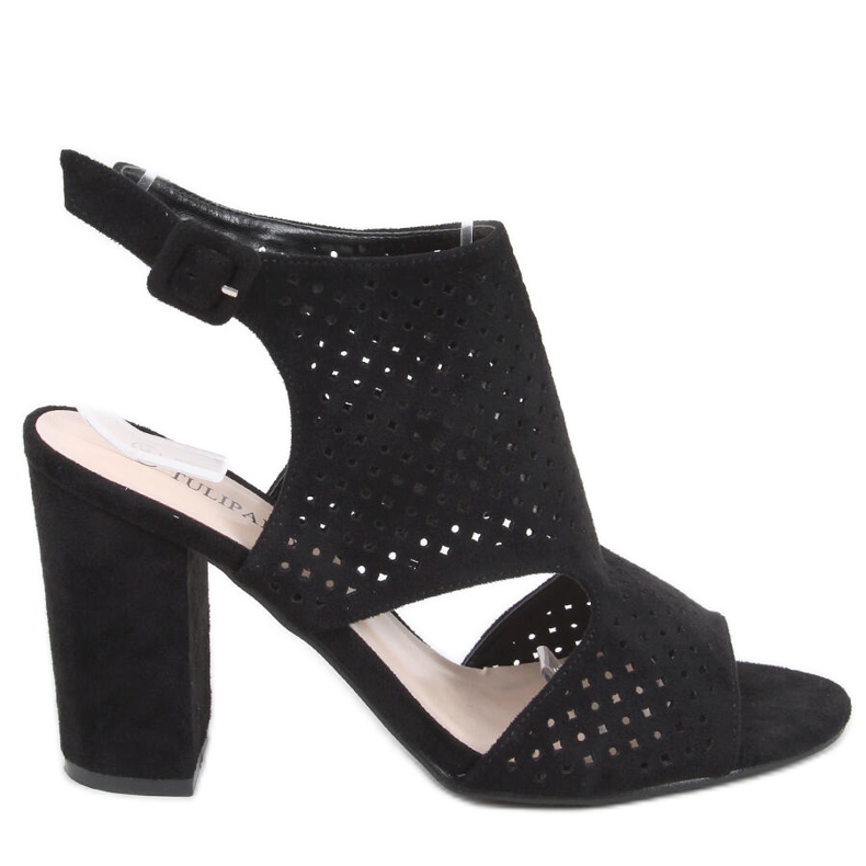 Sandali traforati a tacco alto Guala Black nero