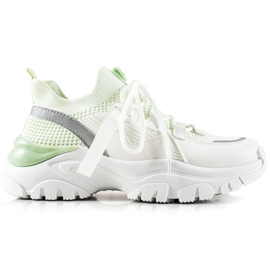 TRENDI Comode scarpe da ginnastica stringate bianco verde