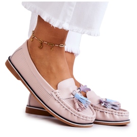 Evento Mocassini Da Donna In Pelle Con Frange Rosa Laressa