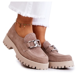 PL5 Mocassini alla moda in pelle scamosciata Scarpe Rayhan beige scuro