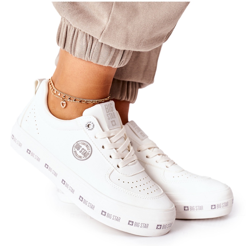 Sneakers in pelle sulla piattaforma Big Star II274075 Bianco bianca