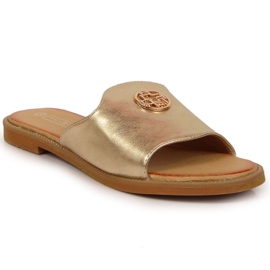 Ciabatte dorate con l'ornamento Filippo W PAW344B d'oro