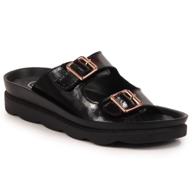 Ciabatte in pelle con fibbie Filippo W PAW346A nere nero