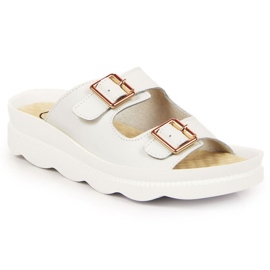 Ciabatte in pelle con fibbie Filippo W PAW346B bianche bianca