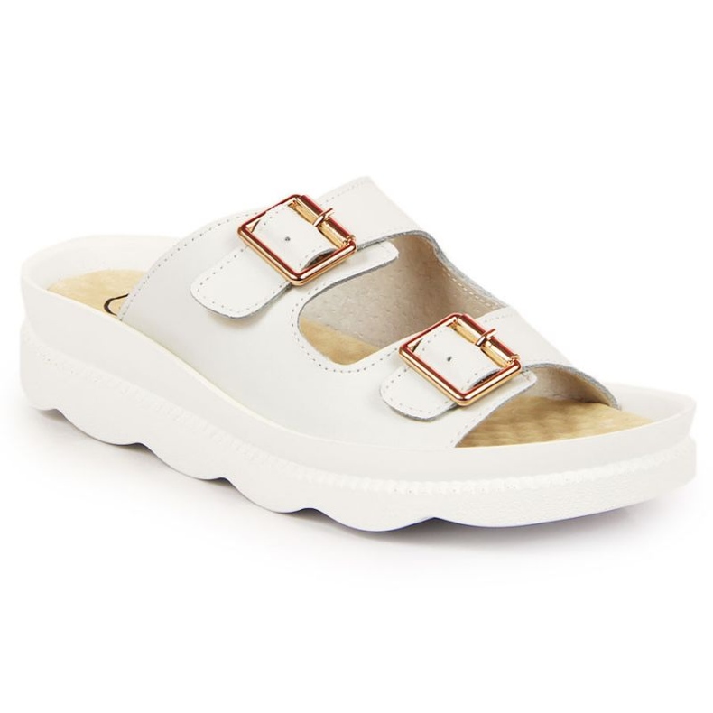 Ciabatte in pelle con fibbie Filippo W PAW346B bianche bianca