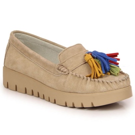 Mocassini in pelle con frange Filippo W PAW327A beige
