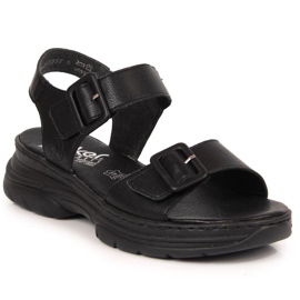 Sandali in pelle sulla piattaforma Rieker W RKR513 neri nero