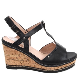 Sandali con zeppa Nancy Black nero