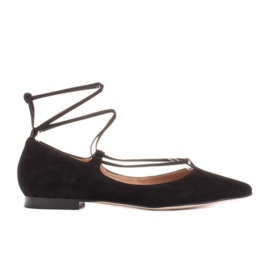 Marco Shoes Ballerine in camoscio con cinturino intorno nero
