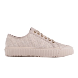 Marco Shoes Sneakers in tessuto con filo d'oro beige