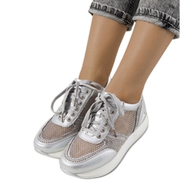 Sneakers argento con rete di Ilkay d'argento
