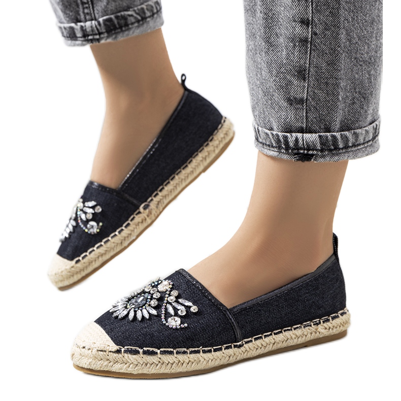 Espadrillas nere con zirconi cubici nero