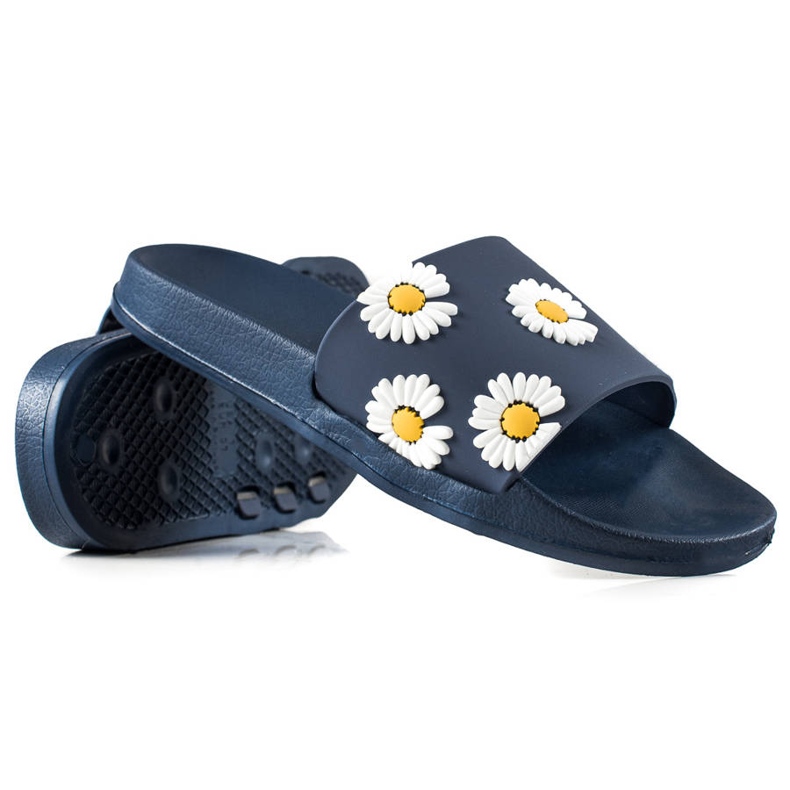TRENDI Pantofole blu navy con margherite