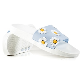 TRENDI Infradito blu e bianco con margherite bianca
