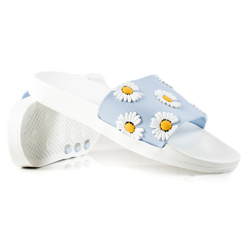 TRENDI Infradito blu e bianco con margherite bianca