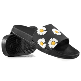 TRENDI Pantofole Nere Con Margherite nero