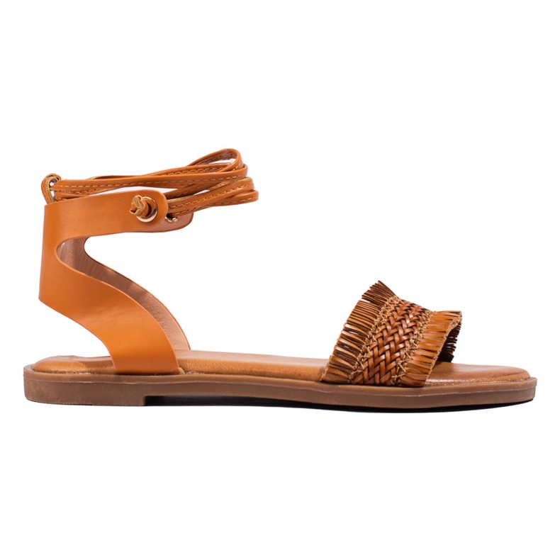 TRENDI Sandali allacciati marrone giallo