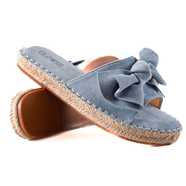 TRENDI Pantofole Blu Con Un Fiocco