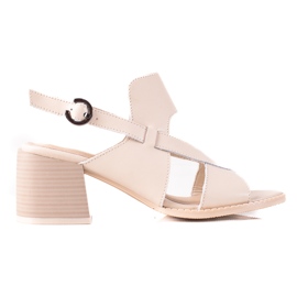 Sandali con tacco in pelle LA.FI beige