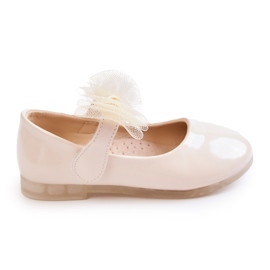 Vinceza Ballerine Per Bambini Laccate Con Velcro Beige Chiaro Carla