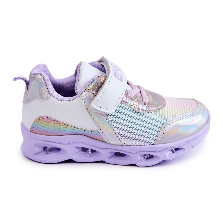 PE1 Scarpe sportive in pelle per bambini bianco-viola Loopsy bianca