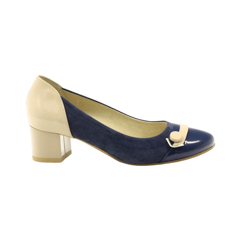 Décolleté da donna bottone Edeo 1900 blu navy marrone