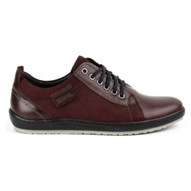 Kampol Scarpe casual da uomo in pelle 61KAM bordeaux rosso