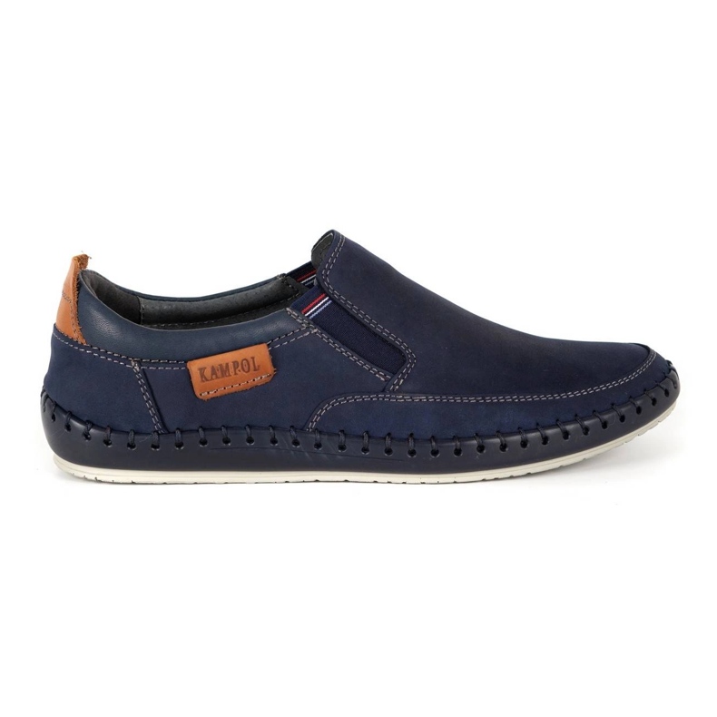 Kampol Mocassini da uomo in pelle traforata 51KAM blu navy