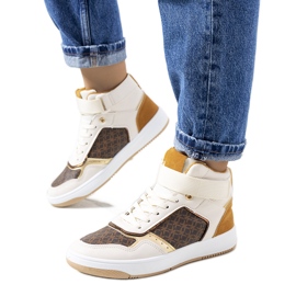 Sneakers beige alte alla caviglia di Emmers bianco marrone d'oro giallo