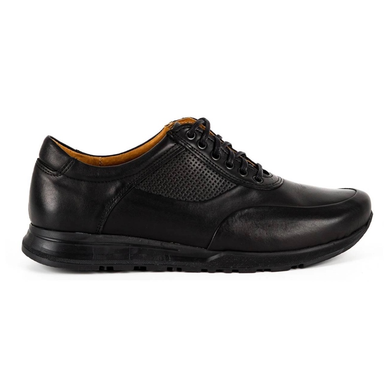Olivier Scarpe casual da uomo in pelle 902KNT grana nera con nero
