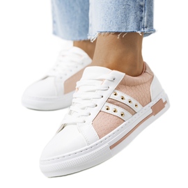 Sneakers rosa con borchie Luus bianca