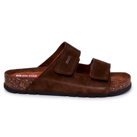 Pantofole Da Uomo Con Velcro Big Star JJ176002 Marrone
