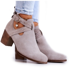 PL5 Stivali in pelle con taglio su un post Grey Axelle grigio