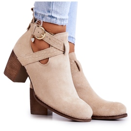PL5 Stivali in pelle con cut-out su un palo Beige Axelle