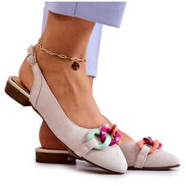 Lewski Shoes Ballerine in camoscio con catena Scarpe Lewski 3125 Beige chiaro