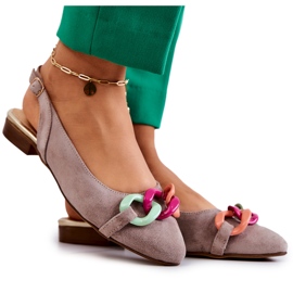 Lewski Shoes Ballerine Scamosciate Con Catena Scarpe Lewski 3125 Beige