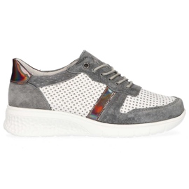 Scarpe in pelle Filippo DP1389 / 20 Wh Gr Grigio bianca giallo