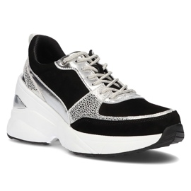 Sneakers in pelle Filippo DP2056/21 Bk Si nere nero d'argento